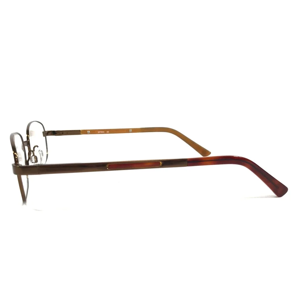 Genesis Eyeglasses Frames G4003 BROWN Shiny Oval Wire Rim 54-18-140